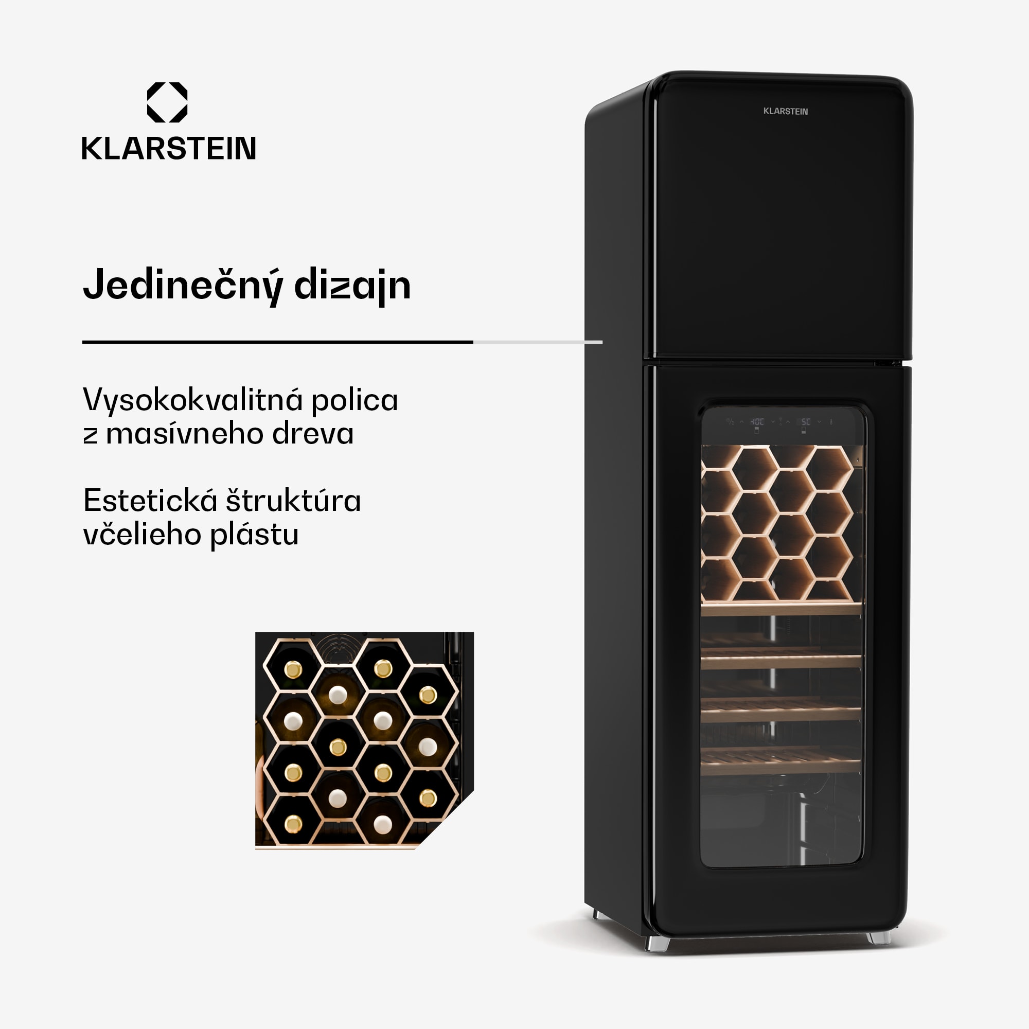 Klarstein Shirley chladnička na víno s mrazničkou, Zariadenie 2 v 1, Vintage, 2 chladiace zóny, 60 fliaš – Obrázok 5