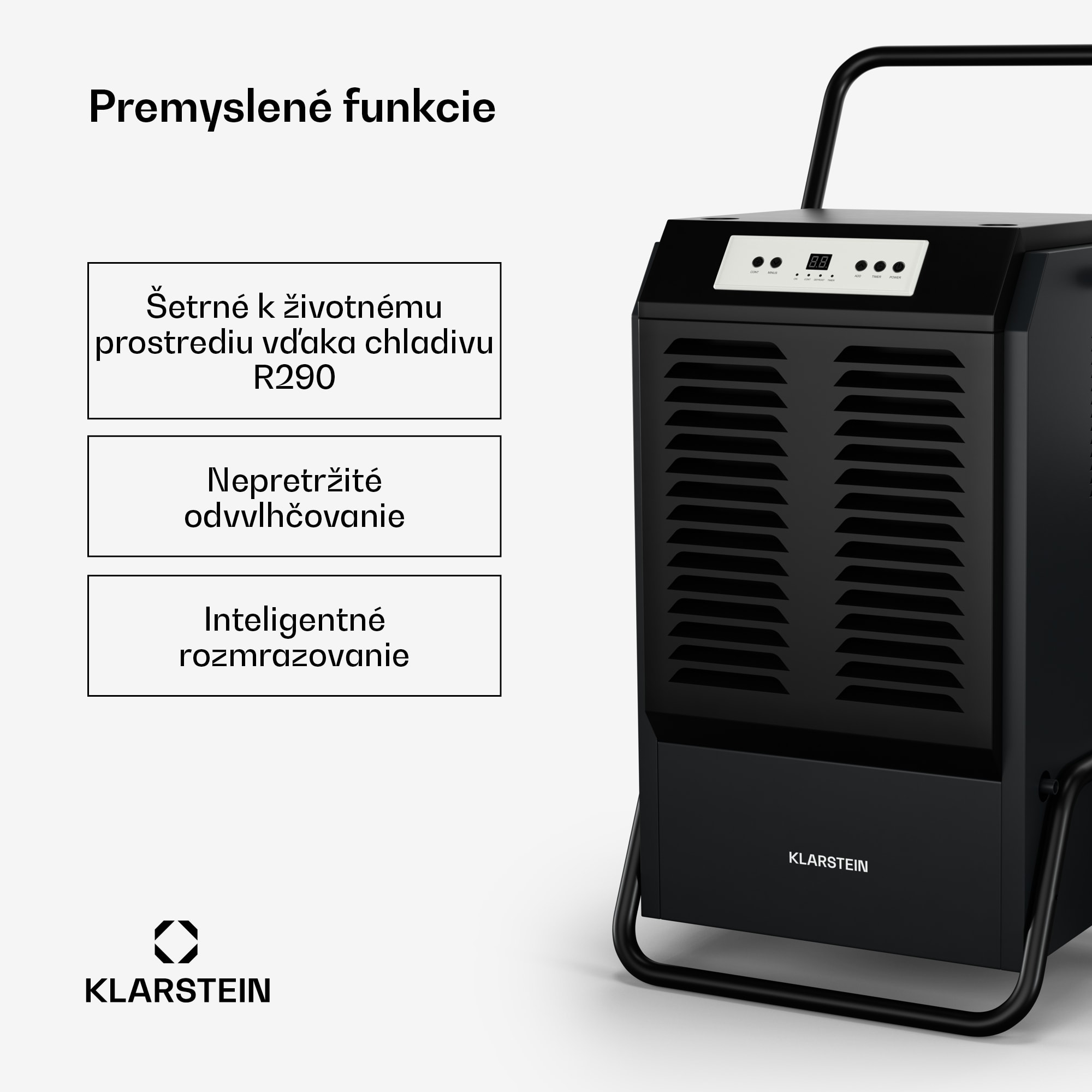 Klarstein DuraDry 90L odvlhčovač vzduchu, 90 l/deň, 120-180 m², nehrdzavejúca oceľ, mobilný, 450 m³/h – Obrázok 4