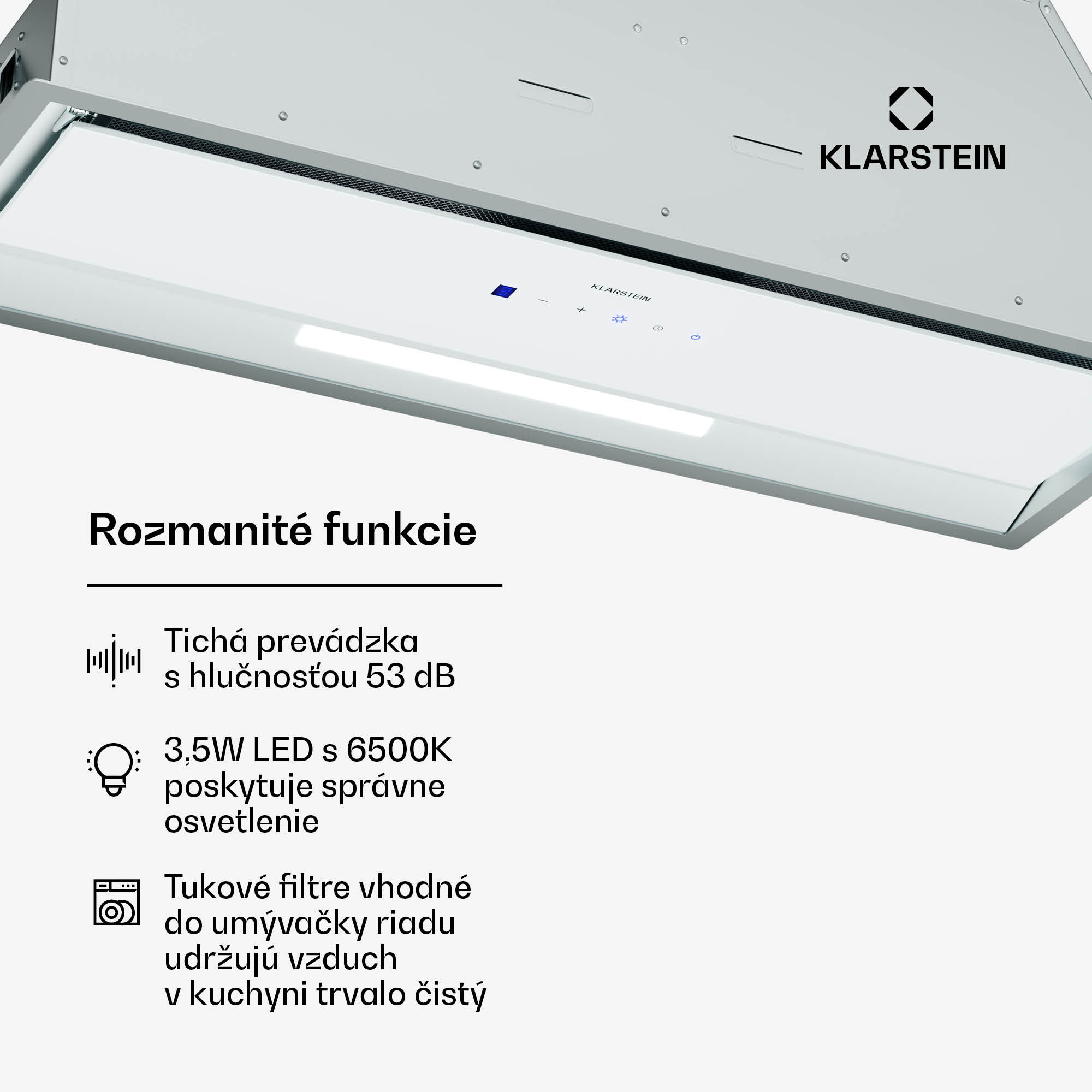 Klarstein Ventimate digestor, dotykové ovládanie, odsávanie/recirkulácia, EEK A+, 3 úrovne, LED, tichý – Obrázok 5