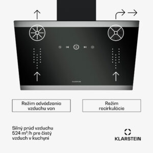 Klarstein FlashLine digestor, A++, 524 m³/h, 3 úrovne, dotykový, tichý, LED, odsávanie/recirkulácia, 100 W