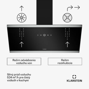Klarstein FlashLine digestor, A++, 524 m³/h, 3 úrovne, dotykový, tichý, LED, odsávanie/recirkulácia, 100 W