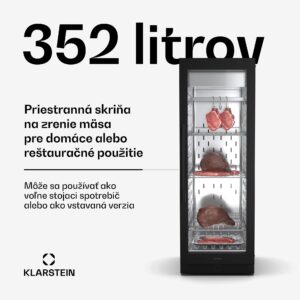 Klarstein Steakhouse skriňa na zrenie mäsa, 352 L, antibakteriálna, LED, dotykové ovládanie, regulácia vlhkosti