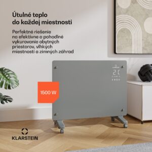 Klarstein Bansin Crystal Smart Kovektor 1500, 1500 W, Aplikácia, 5- 50 °C, LED displej, Dotykový displej