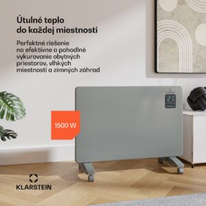 Klarstein Bansin Smart 1500 konvektorový ohrievač, 1500 W, Aplikácia, 5- 50 °C, LED displej, Dotykový displej