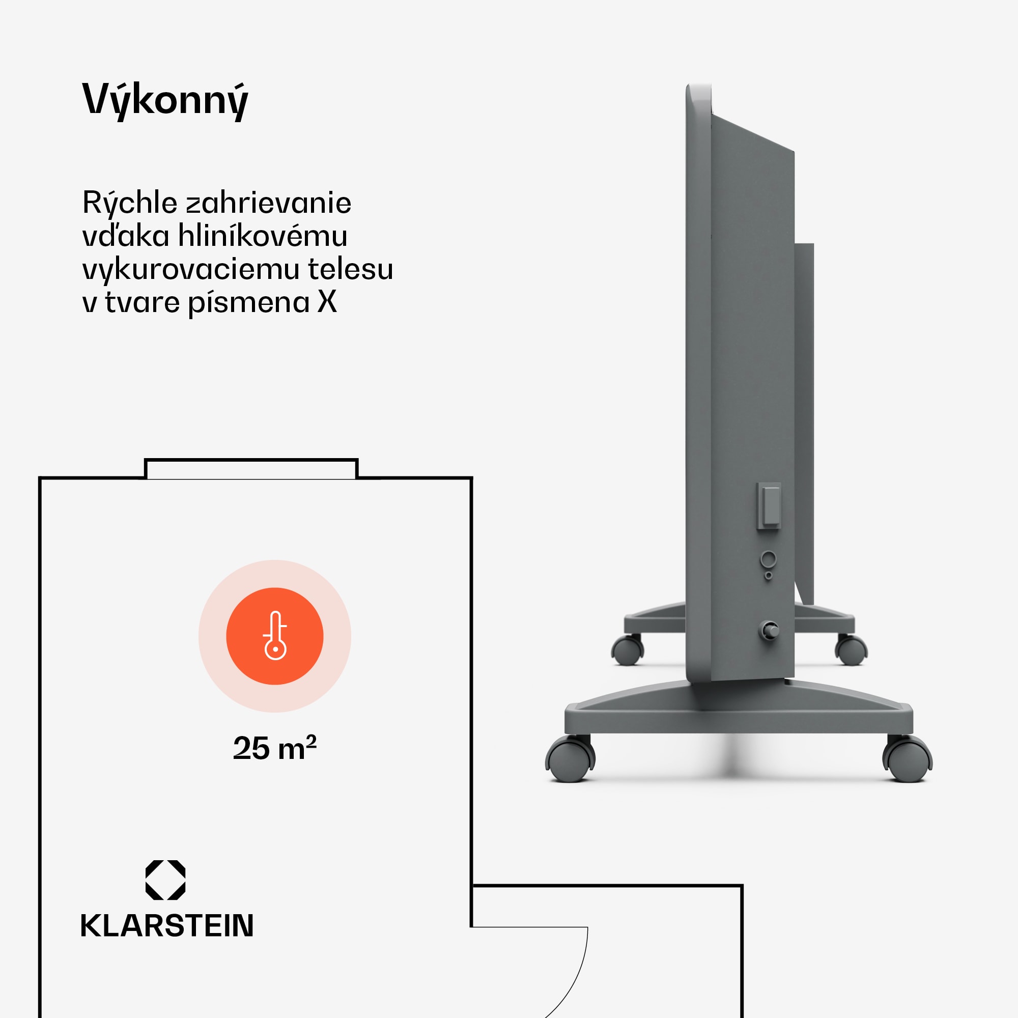 Klarstein Bansin Smart 2500 konvektorový ohrievač, 2500 W, Aplikácia, 5- 50 °C, LED displej, Dotykový displej – Obrázok 2