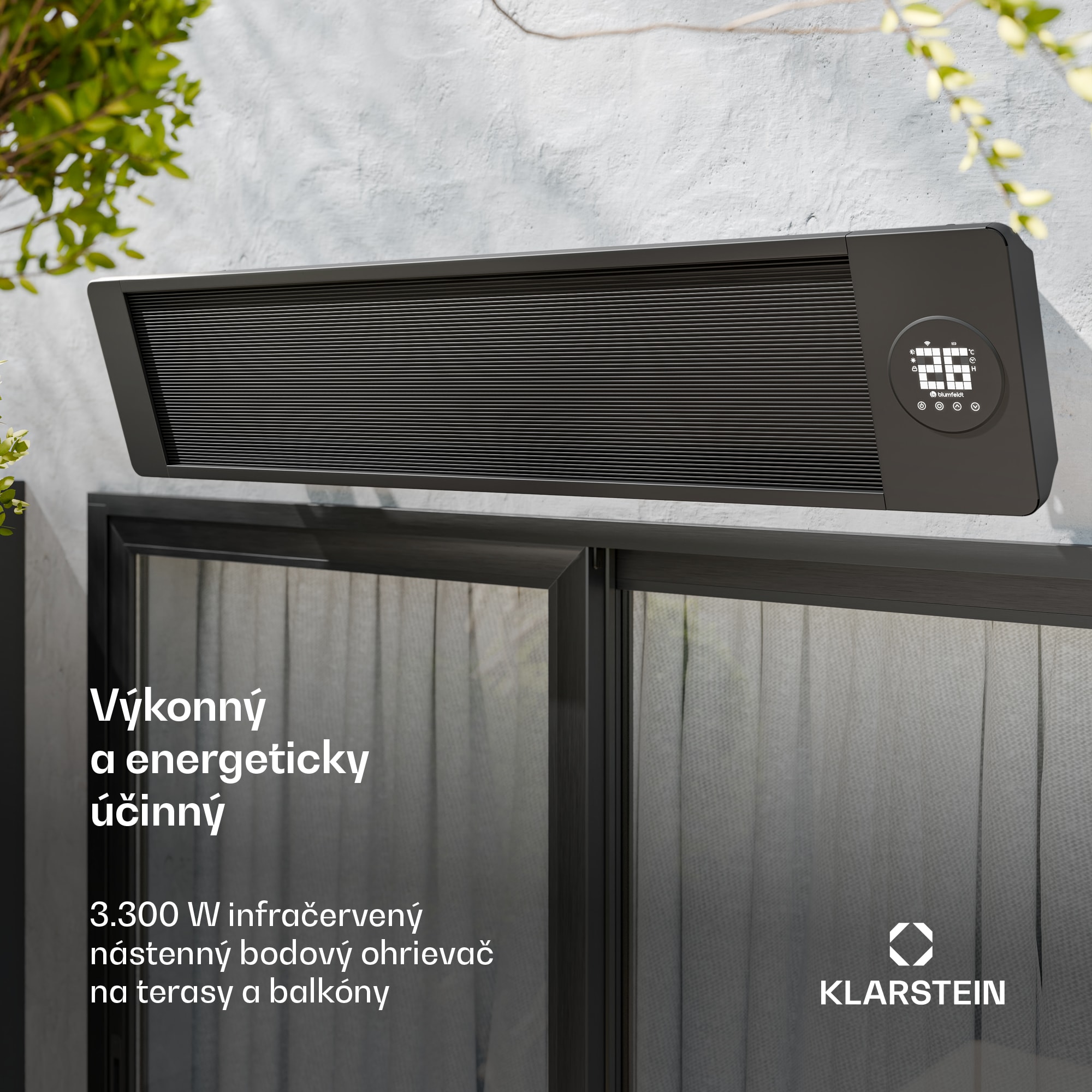 Blumfeldt Cosmic Beam infračervený nástenný ohrievač, pre exteriér, 5 až 50 stupňov, IP44, do 30 m²