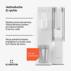 Klarstein VitalPour vodný filter, 5-stupňový filter, reverzná osmóza, 5 l nádrž, dotykový displej, mobilný, 3 sekundy