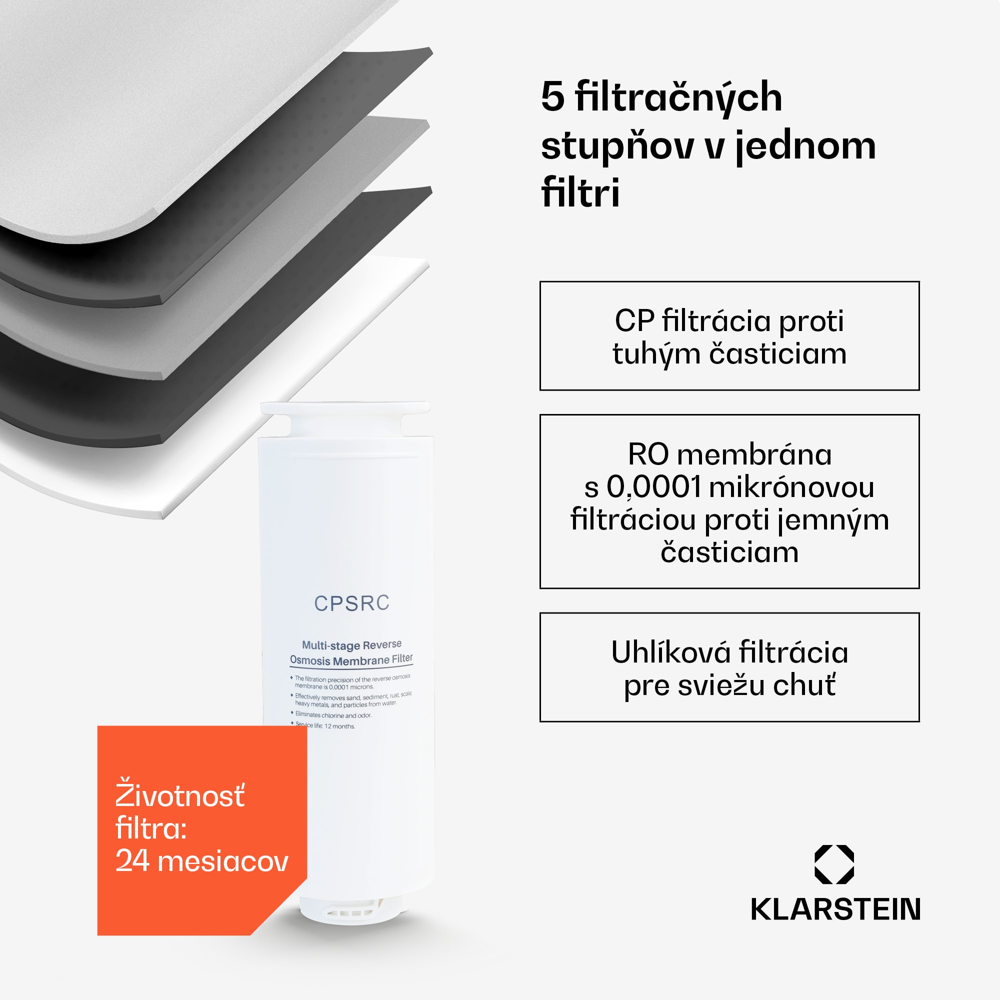 Klarstein VitalPour vodný filter, 5-stupňový filter, reverzná osmóza, 5 l nádrž, dotykový displej, mobilný, 3 sekundy – Obrázok 2