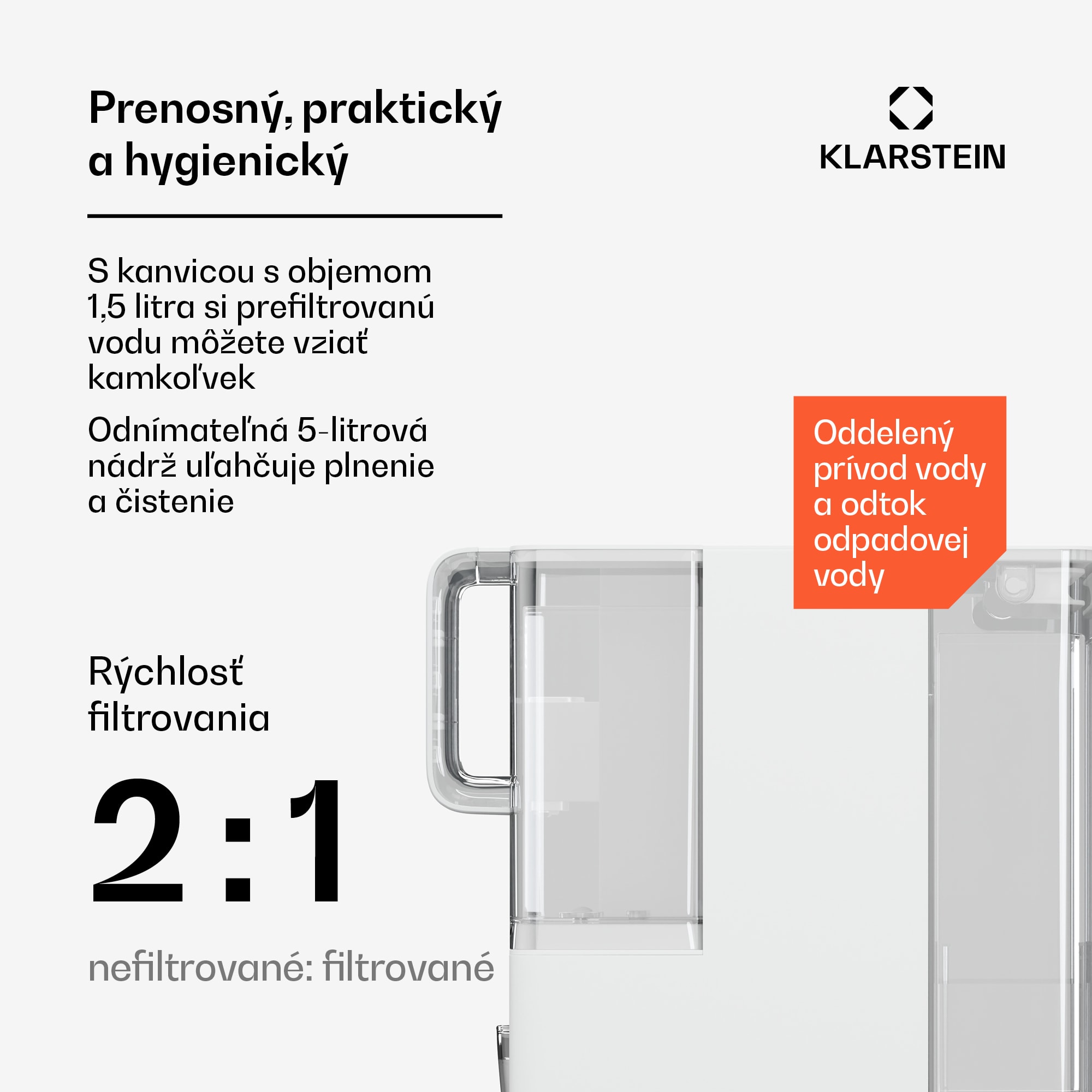 Klarstein VitalPour vodný filter, 5-stupňový filter, reverzná osmóza, 5 l nádrž, dotykový displej, mobilný, 3 sekundy – Obrázok 3