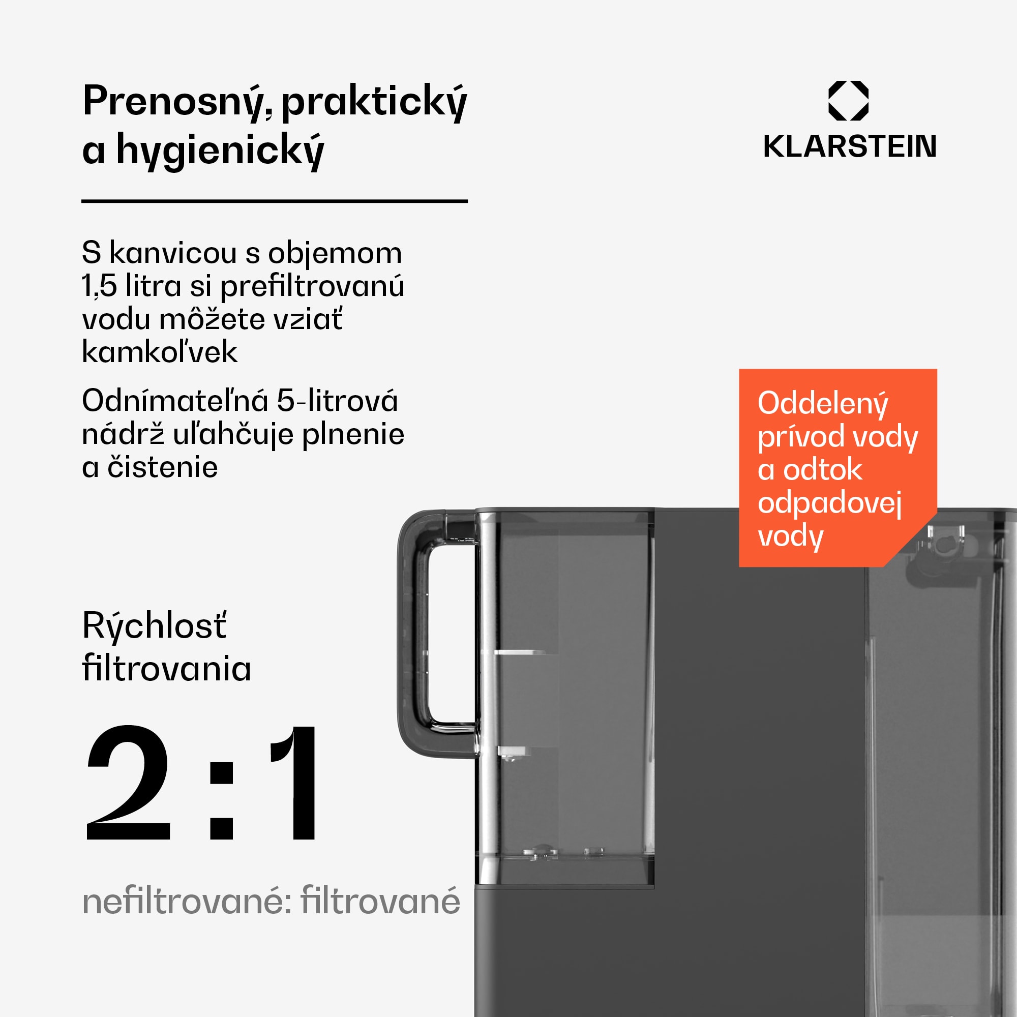 Klarstein VitalPour vodný filter, 5-stupňový filter, reverzná osmóza, 5 l nádrž, dotykový, mobilný, 3 sekundy – Obrázok 3