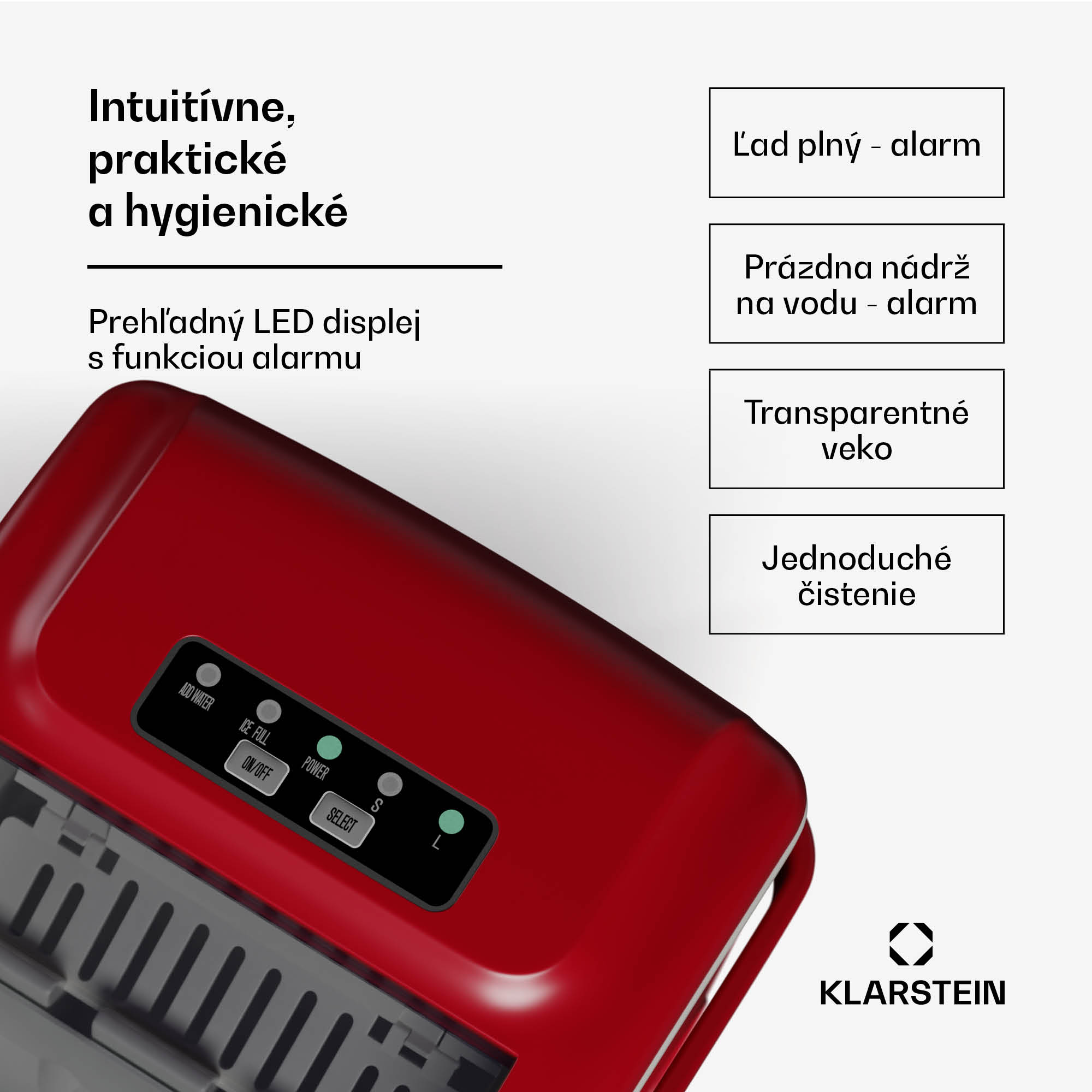 Klarstein Caldwell výrobník kociek ľadu, 12 kg kociek ľadu/deň, plne automatický, LED displej, jednoduché čistenie – Obrázok 2