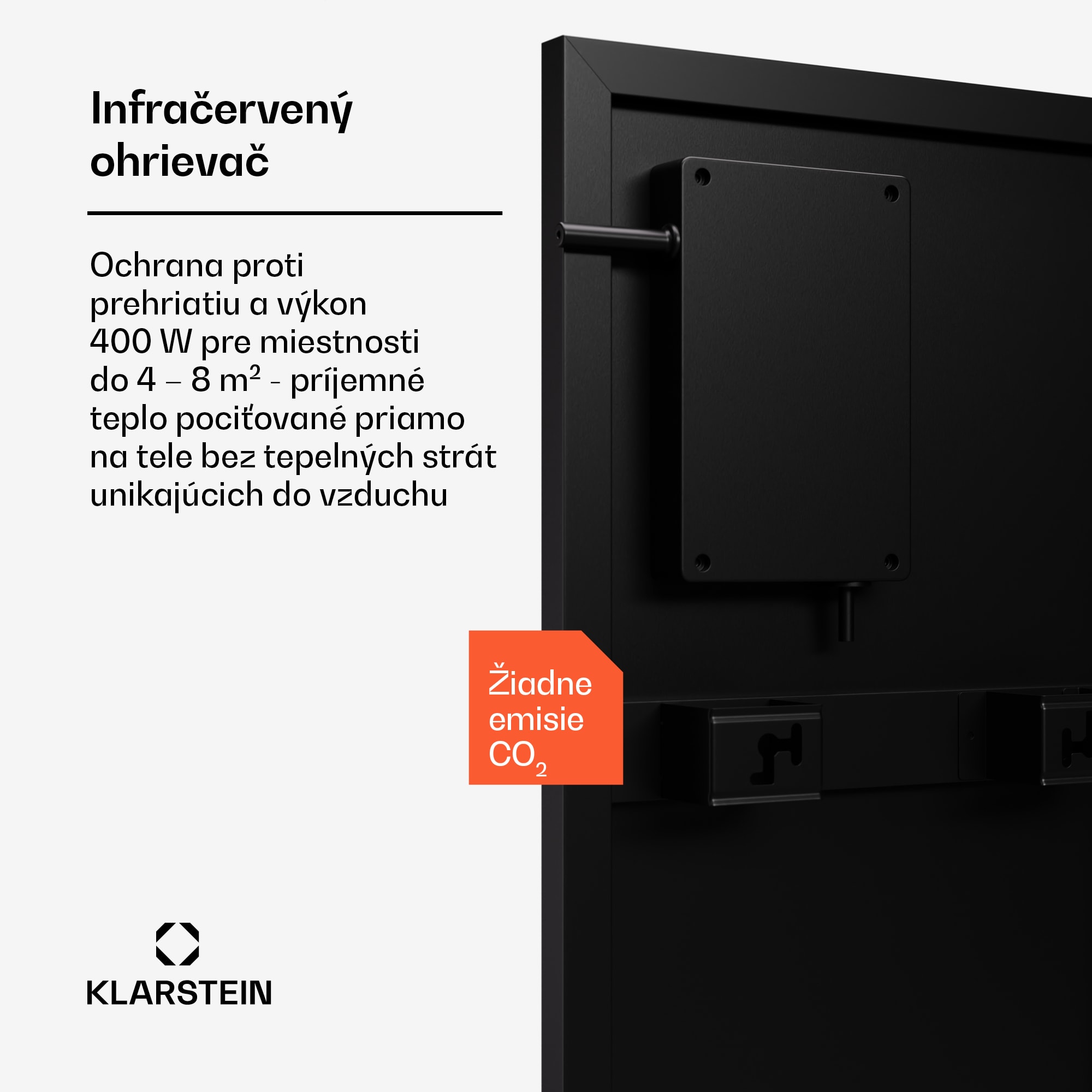 Klarstein Wonderwall Smart Bornholm Infračervený ohrievač, 400 W, Inteligentné ovládanie, montáž na stenu, LED-Displej – Obrázok 2