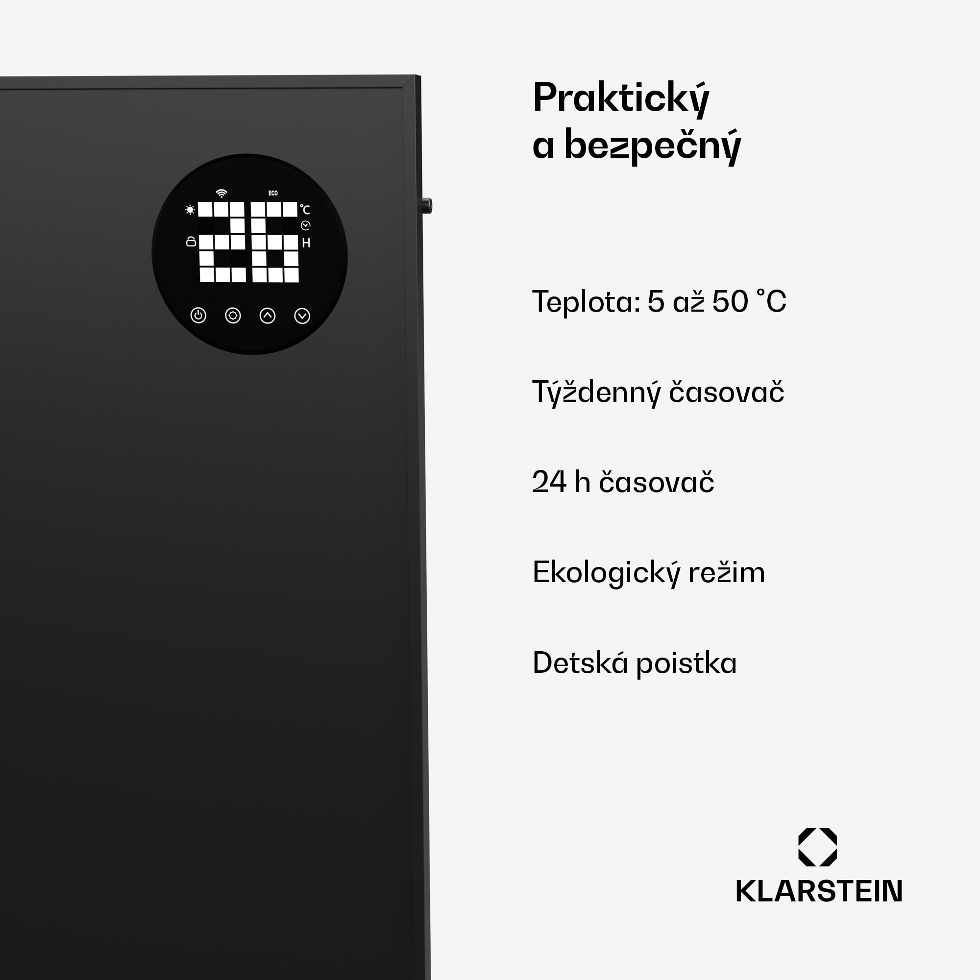 Klarstein Wonderwall Smart Bornholm Infračervený ohrievač, 400 W, Inteligentné ovládanie, montáž na stenu, LED-Displej – Obrázok 4