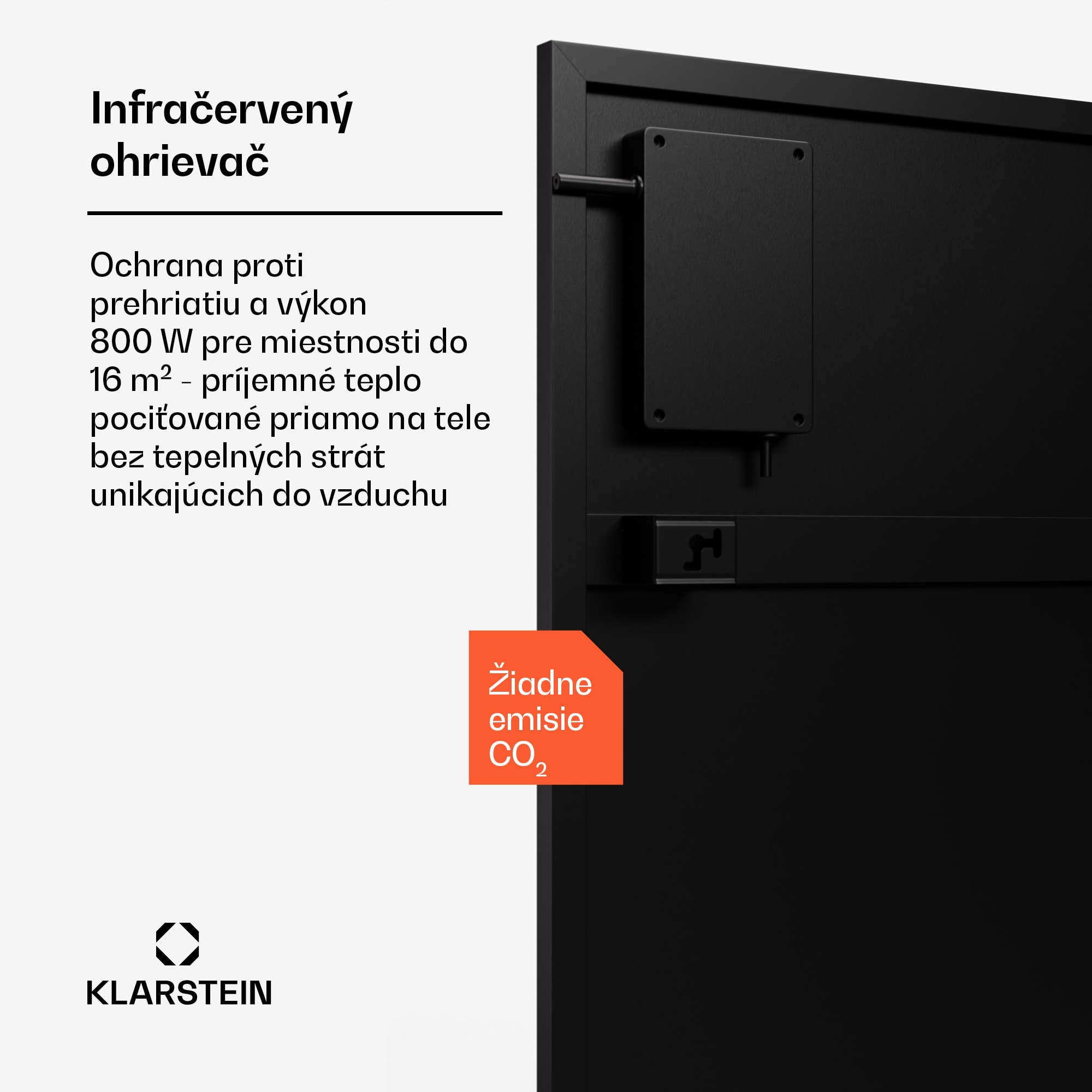 Klarstein Wonderwall Smart Bornholm Infračervený ohrievač, 800 W, Inteligentné ovládanie, montáž na stenu, LED-Displej – Obrázok 2