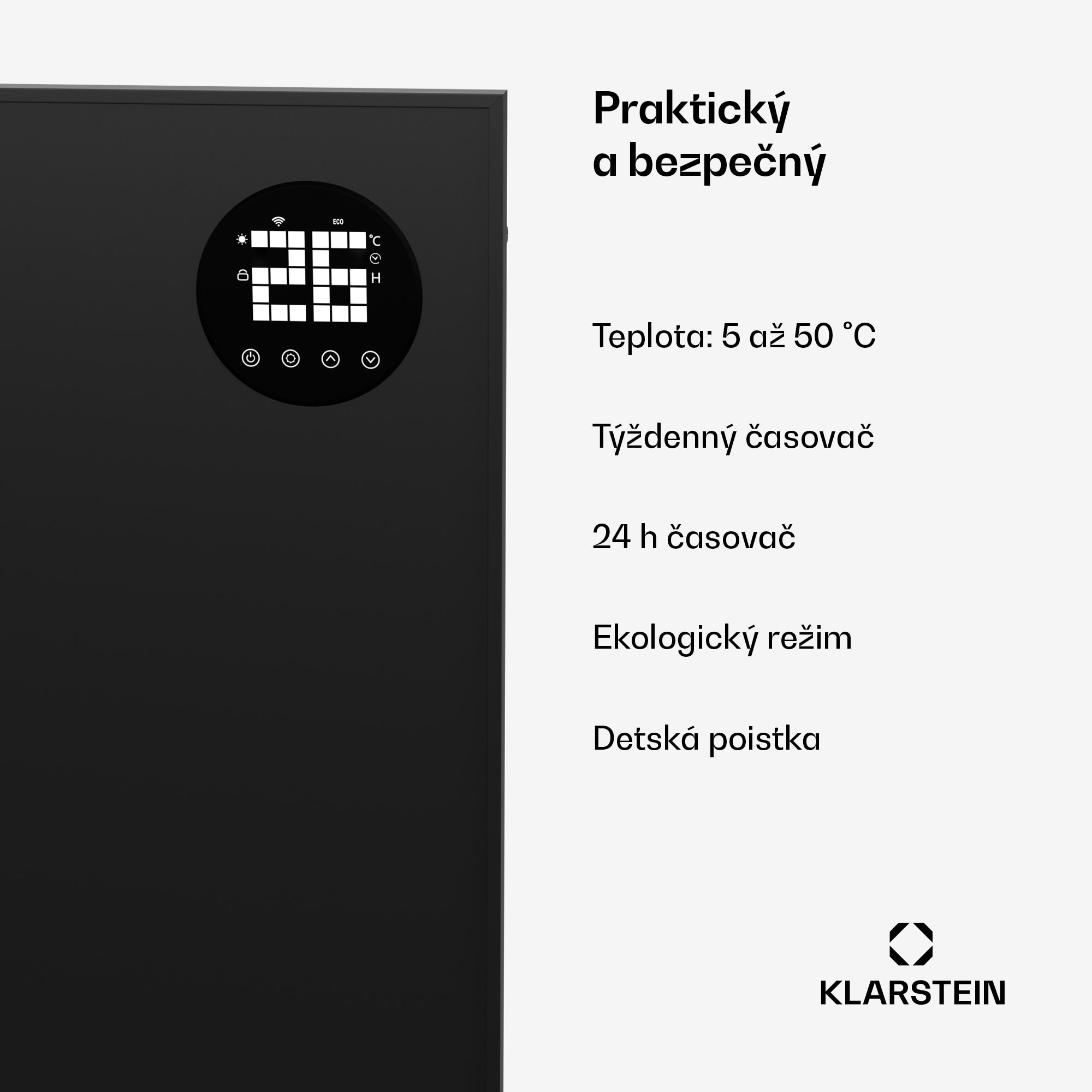 Klarstein Wonderwall Smart Bornholm Infračervený ohrievač, 800 W, Inteligentné ovládanie, montáž na stenu, LED-Displej – Obrázok 4