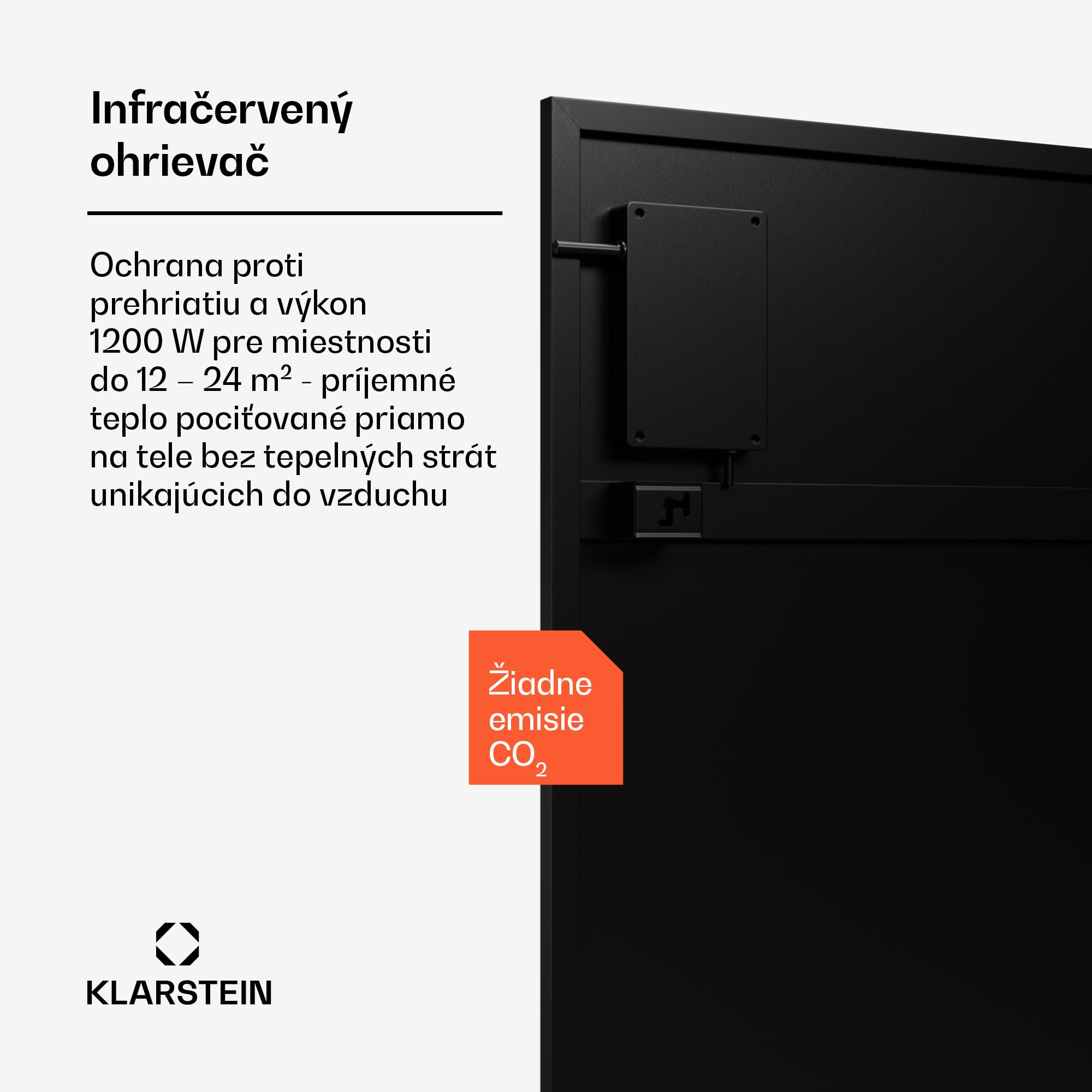 Klarstein Wonderwall Smart Bornholm Infračervený ohrievač, 1200 W, Inteligentné ovládanie, montáž na stenu, LED-Displej – Obrázok 2