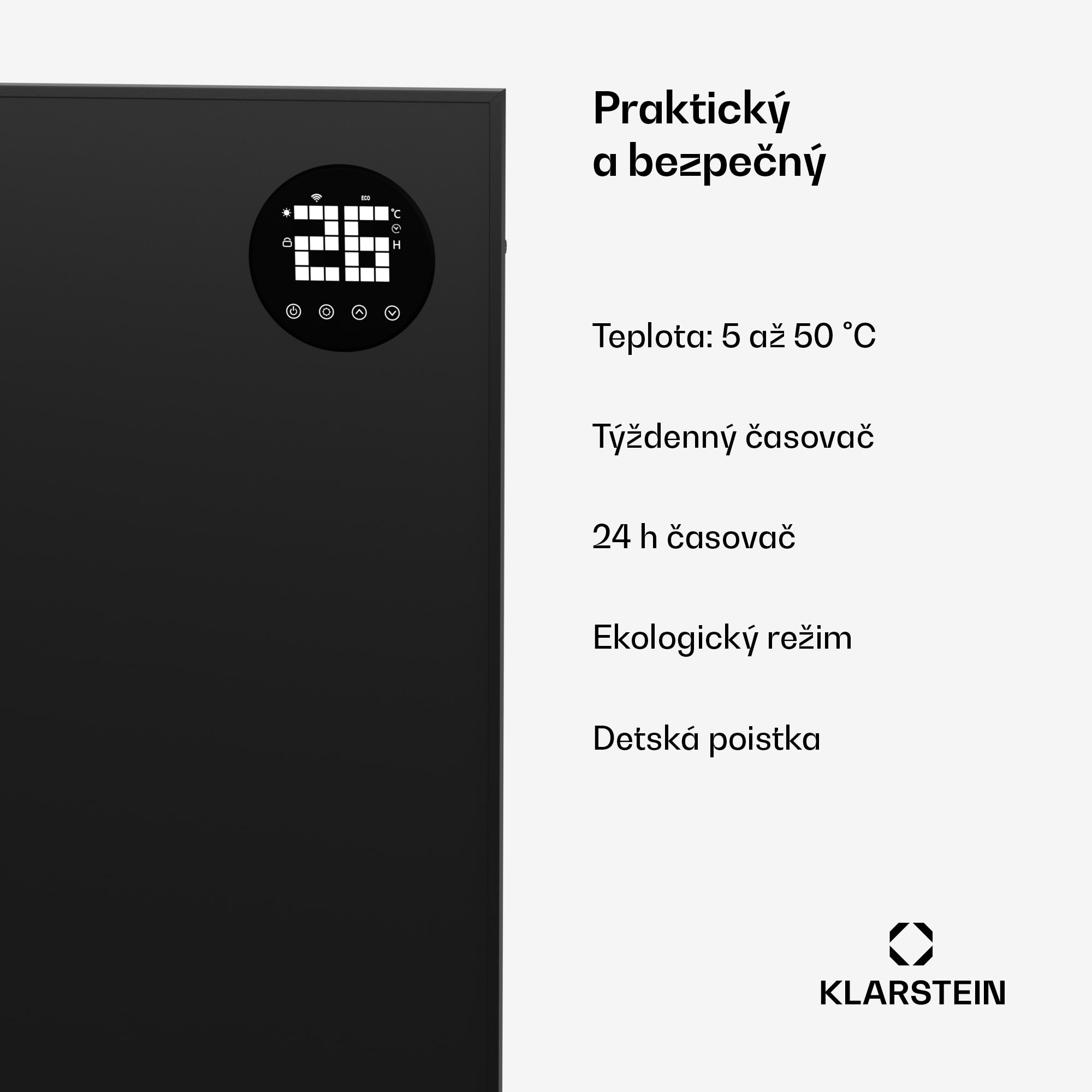 Klarstein Wonderwall Smart Bornholm Infračervený ohrievač, 1200 W, Inteligentné ovládanie, montáž na stenu, LED-Displej – Obrázok 4
