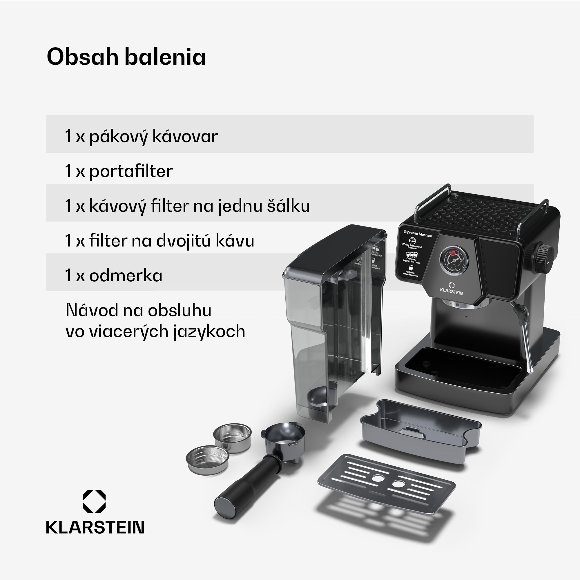 Klarstein Libeica pákový kávovar, 1350 W, 19 bar, dotykové ovládanie, nehrdzavejúca oceľ, ukazovateľ tlaku a teploty – Obrázok 5