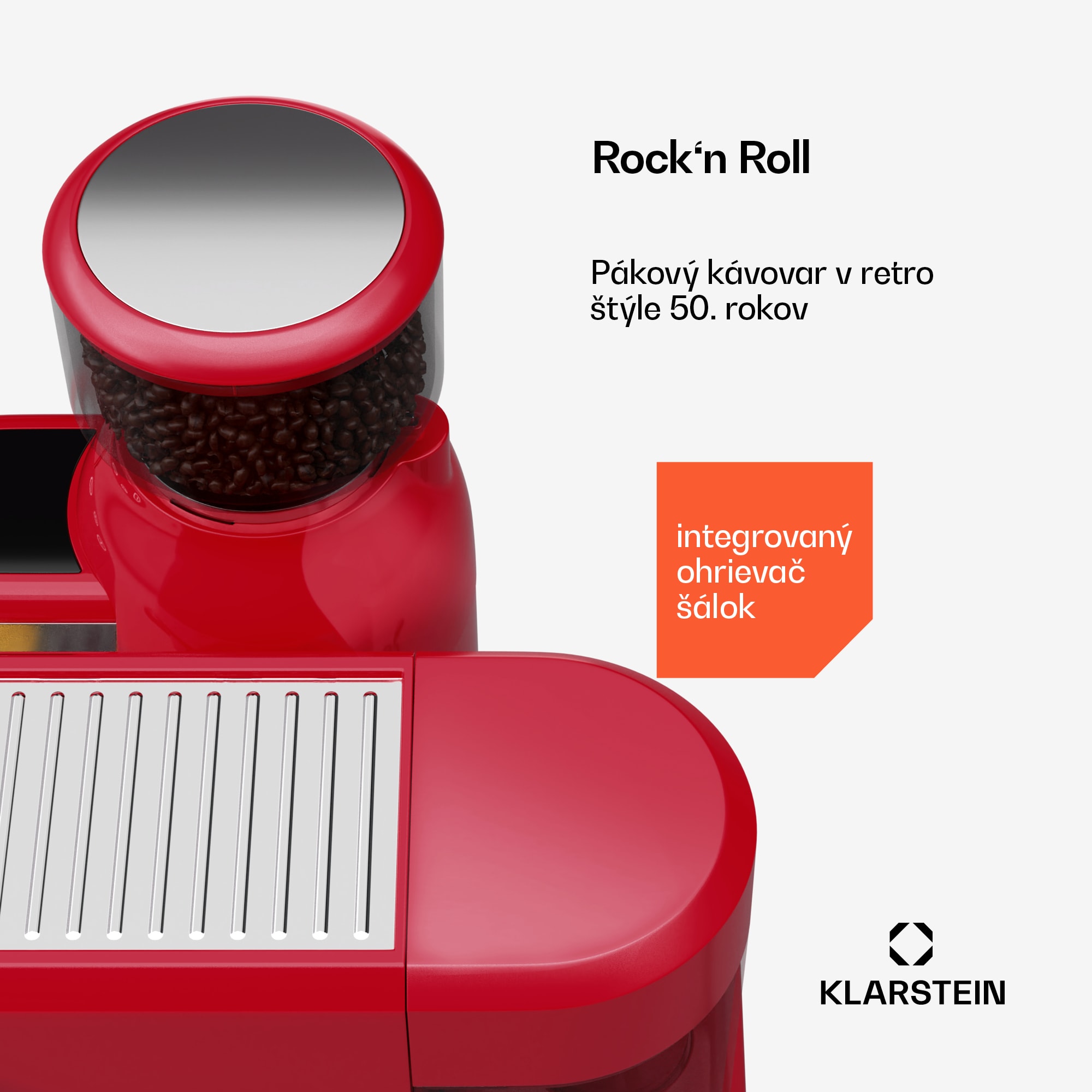 Klarstein Bella Café Pákový kávovar, Vintage, mlynček, 19 bar, Napeňovač mlieka, Tlakomer, 1150 W – Obrázok 5