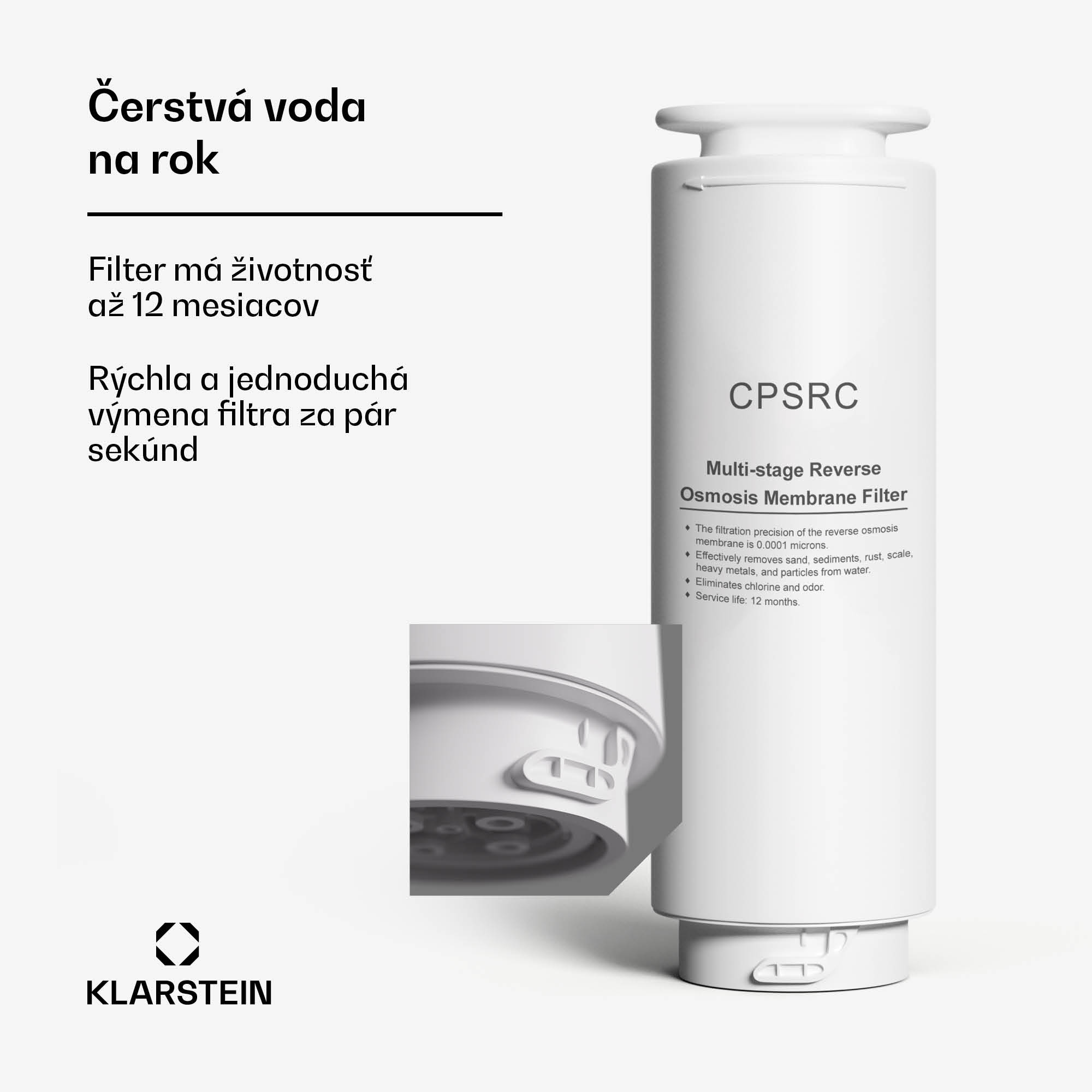 Klarstein VitalPour náhradný filter 75G, Odstraňuje 99,99 %, CF + PPC + RO membrána – Obrázok 3