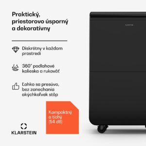 Klarstein DryFy Connect 70 odvlhčovač vzduchu, 70 l / deň, do 140 m², WiFi, ovládanie pomocou aplikácie, 8 L nádrž na vodu