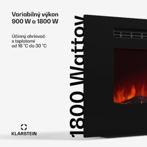 Klarstein Galeras Smart Inteligentný elektrický krb, 2 nastavenia teploty, 16 - 30°| LED ilúzia plameňa, Možnosť pripojenia k IOT