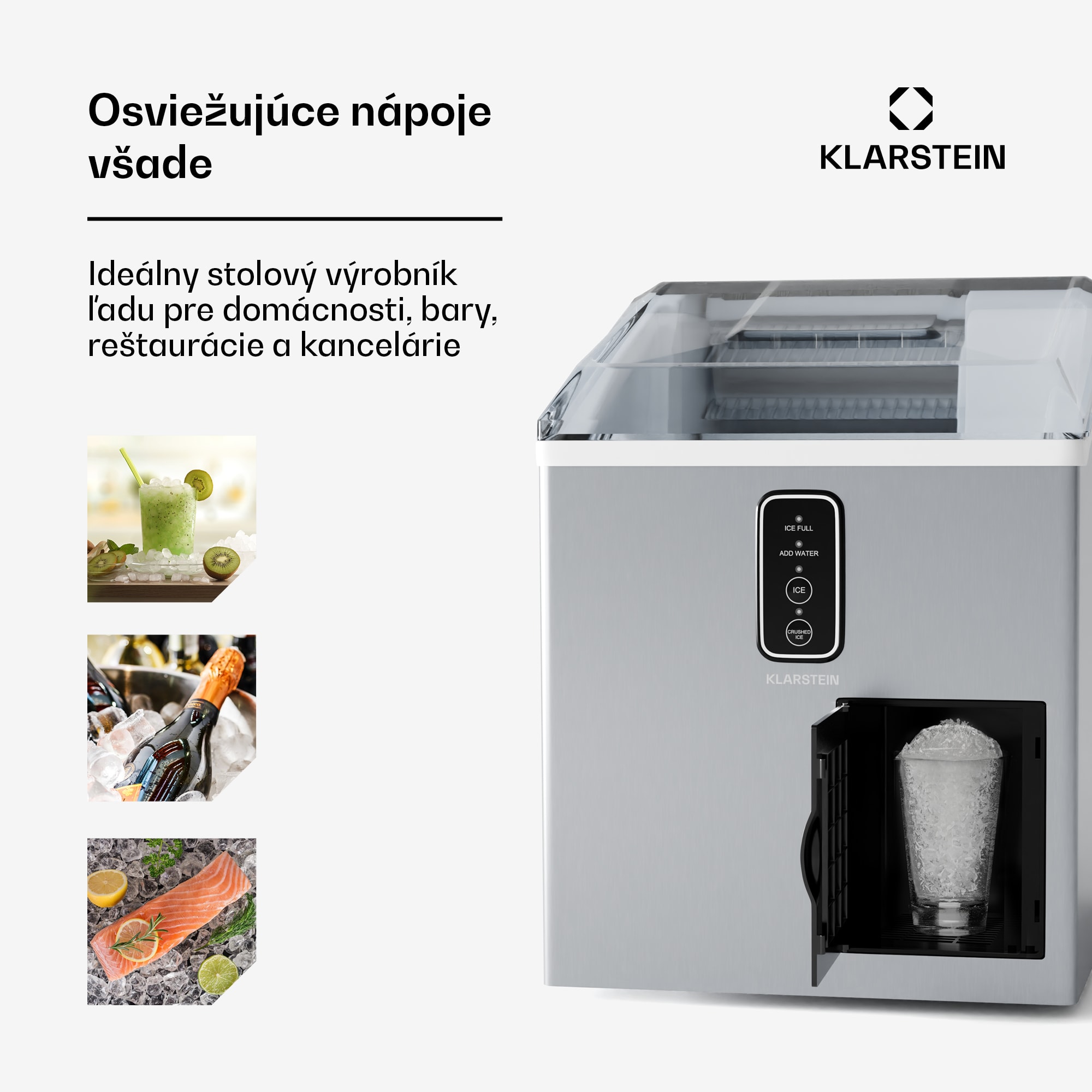 Klarstein Bullet Ice výrobník ľadu, 15 kg ľadu denne, Bullet & drvený ľad, Nehrdzavejúca oceľ – Obrázok 2