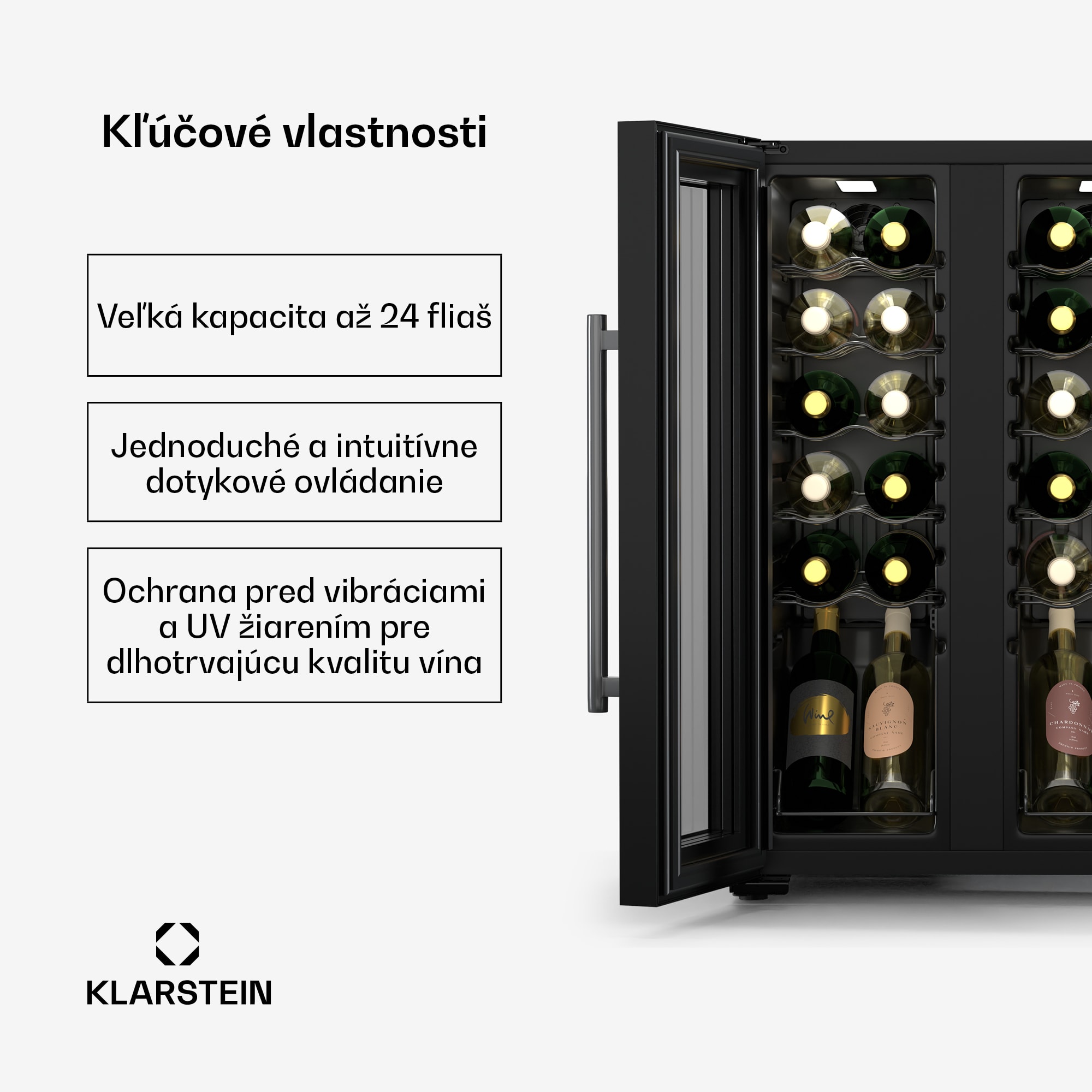 Klarstein Shiraz chladnička na víno, 2 chladiace zóny, dotykové ovládanie, LED osvetlenie, voľne stojaca