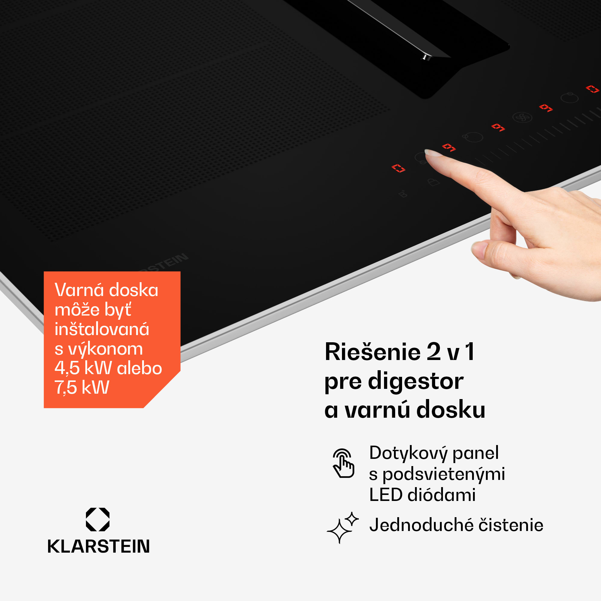 Klarstein Chef-Fusion Prime Down Air System, 2 v 1, indukčná varná doska + digestor, výkonný – Obrázok 5