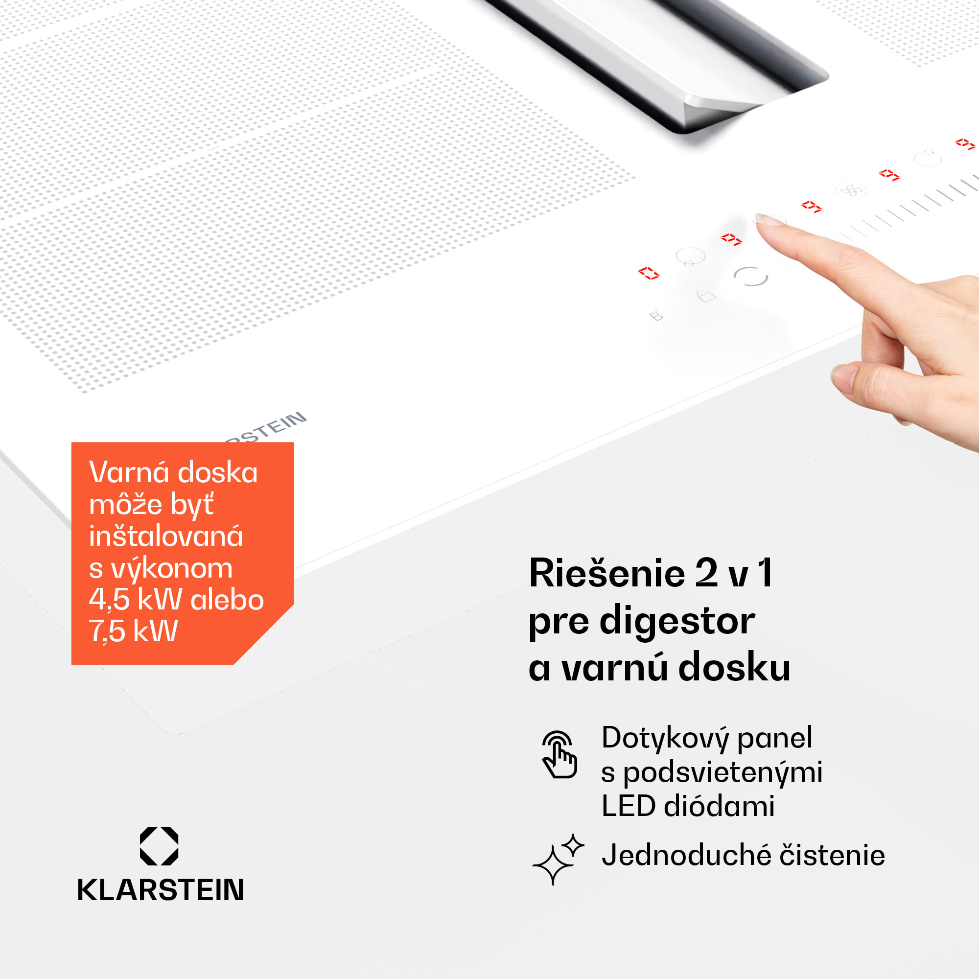 Klarstein Chef-Fusion Down Air System, 2 v 1, indukčná varná doska + digestor, výkonný, 7200 W – Obrázok 5