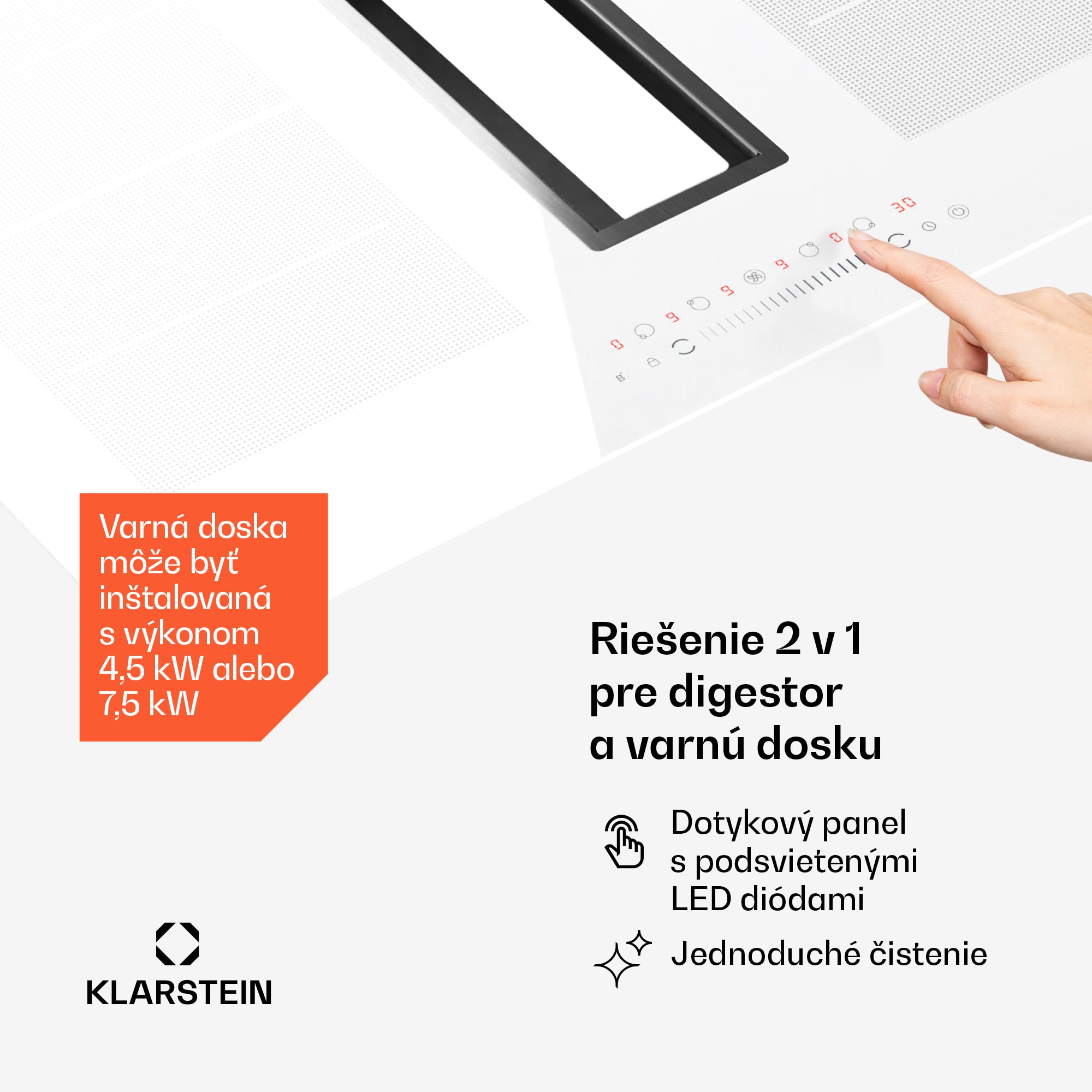 Klarstein Chef-Fusion Down Air System, 2 v 1, indukčná varná doska + digestor, výkonný, 7200 W – Obrázok 5