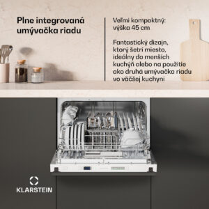 Klarstein Havasia UV 6 Secret vstavaná umývačka riadu, kompaktná, 6 súprav, UV-Svetlo, 6 Programov