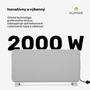 Blumfeldt SwiftWave infračervený ohrievač, 2000 W, do 20 m², dotykové ovládanie aplikáciou, grafén