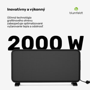Blumfeldt SwiftWave infračervený ohrievač, 2000 W, do 20 m², dotykové ovládanie aplikáciou, grafén