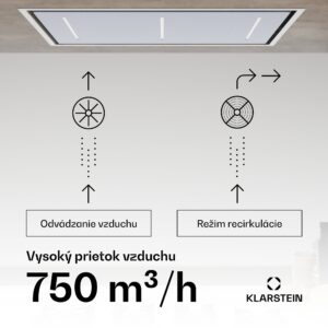 Klarstein LuxeAir digestor, 90 cm, WLAN + Bluetooth, LED, 750 m³/h, odsávanie/recirkulácia, EEC: A