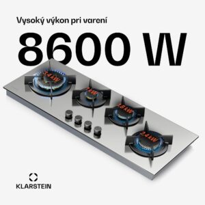 Klarstein Goldflame 4 Slim plynová varná doska, 4 horáky, na kvapalný alebo zemný plyn, elektrické zapaľovanie
