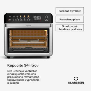 Klarstein AirGlaze Digital teplovzdušná fritéza, 2200 W, 19 programov, vrátane príslušenstva, ktoré možno umývať v umývačke riadu