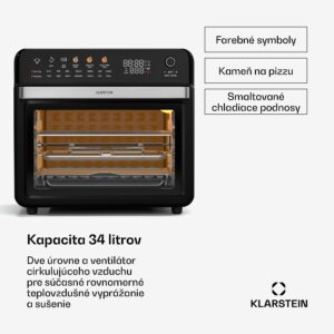Klarstein AirGlaze Digital teplovzdušná fritéza, 2200 W, 19 programov, vrátane príslušenstva, ktoré možno umývať v umývačke riadu