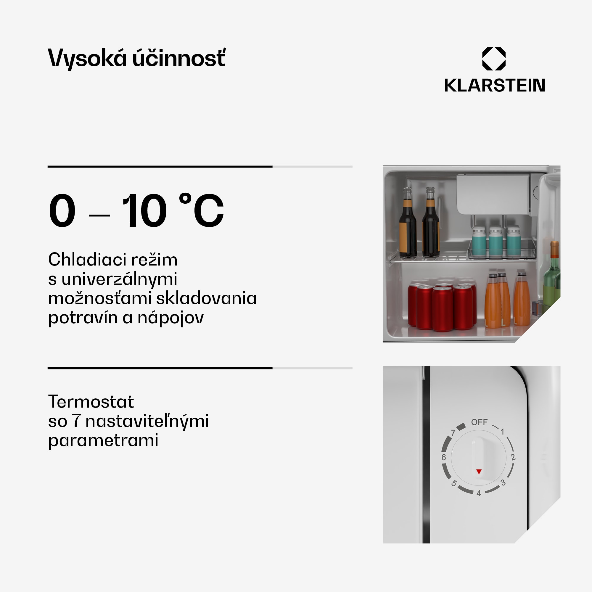 Klarstein Irene Mini chladnička, Retro, 46L, hlučnosť 37 dB, EEK D, 0-10 °C – Obrázok 3