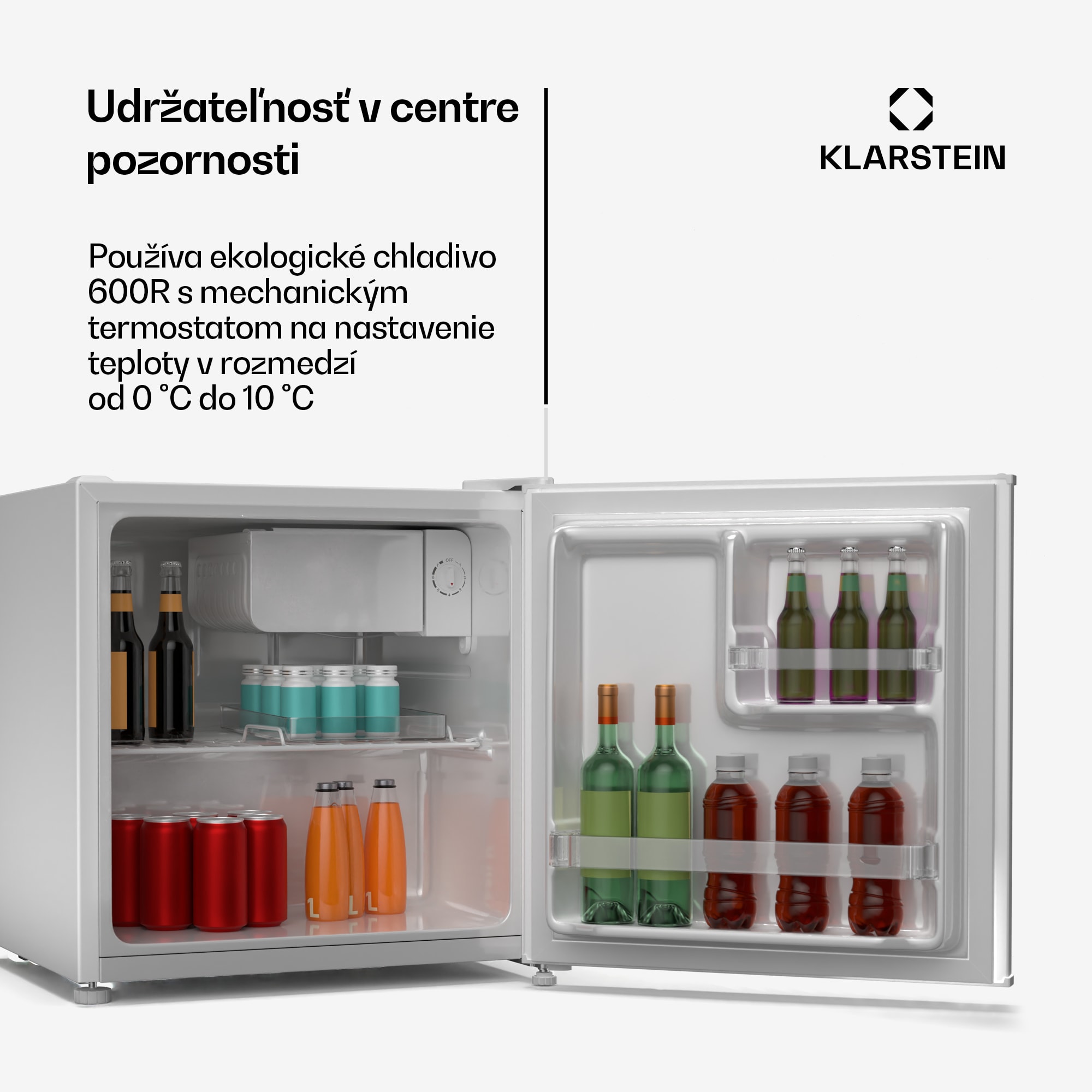 Klarstein Irene Mini chladnička, Retro, 46L, hlučnosť 37 dB, EEK D, 0-10 °C – Obrázok 4