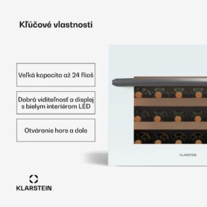 Klarstein Vinsider 24 Vstavaná vinotéka Uno, 24 fliaš, Integrovateľná, LED, biele sklenené dvere