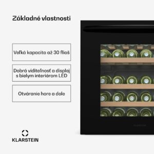 Klarstein Vinsider 30 Built-In Uno chladnička na víno, 30 fliaš, integrovateľná, LED, tichá