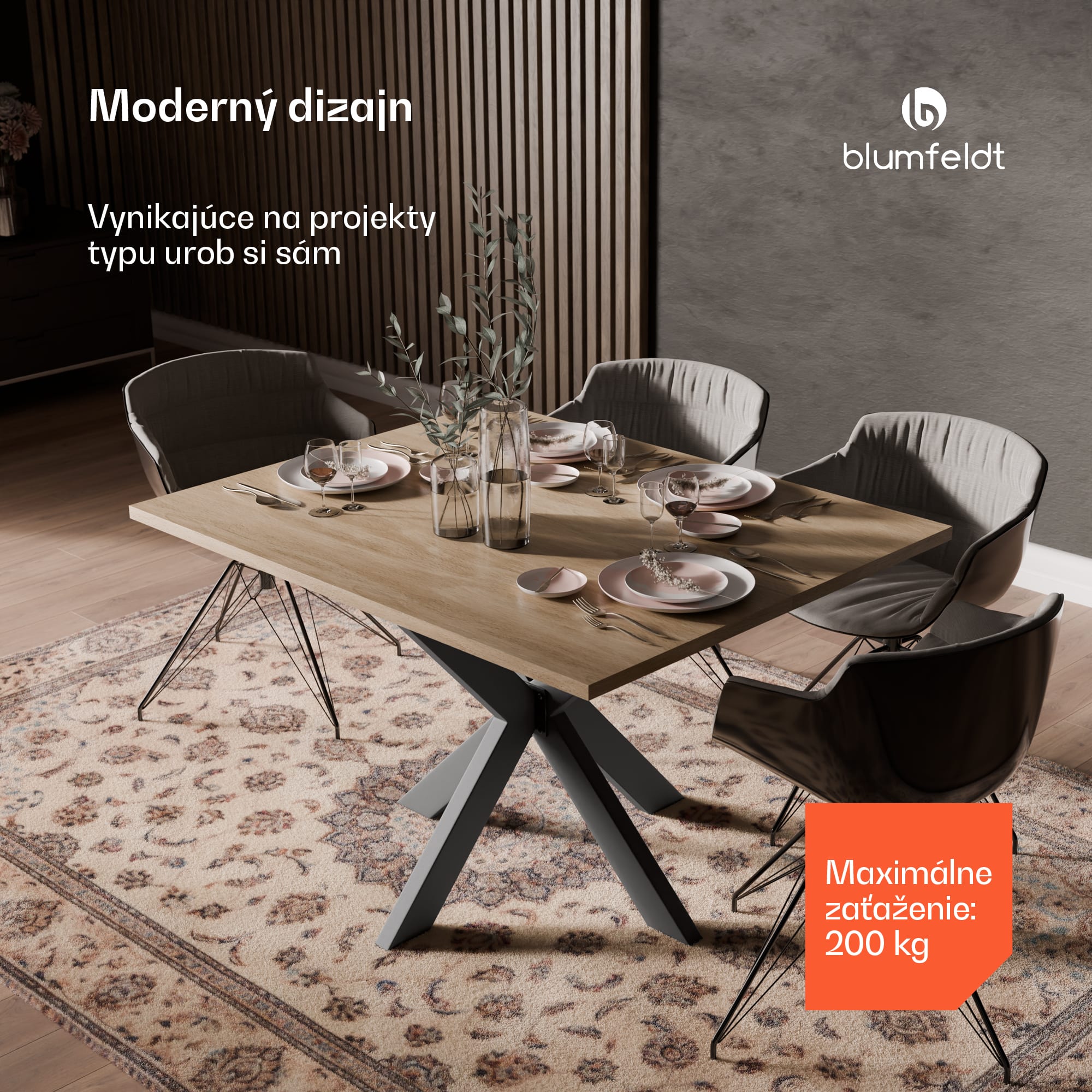 Blumfeldt UrbanFodge TRIPLE X nohy stola, Moderný dizajn, Pre projekty DIY, Nosnosť 200 kg