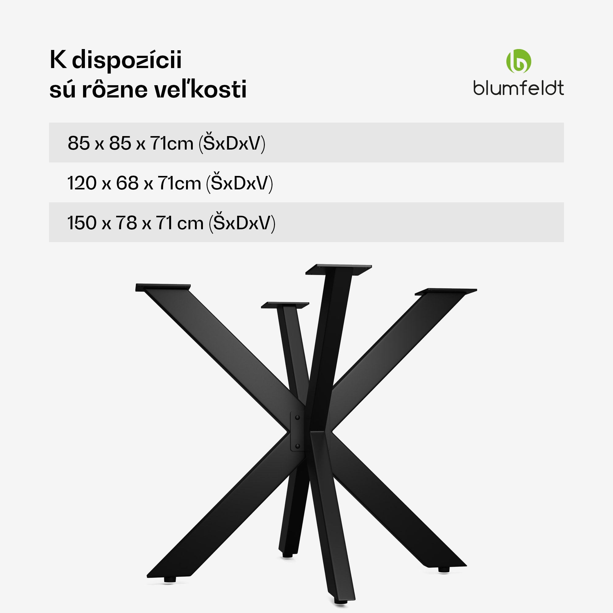 Blumfeldt UrbanFodge TRIPLE X nohy stola, Moderný dizajn, Pre projekty DIY, Nosnosť 200 kg – Obrázok 5