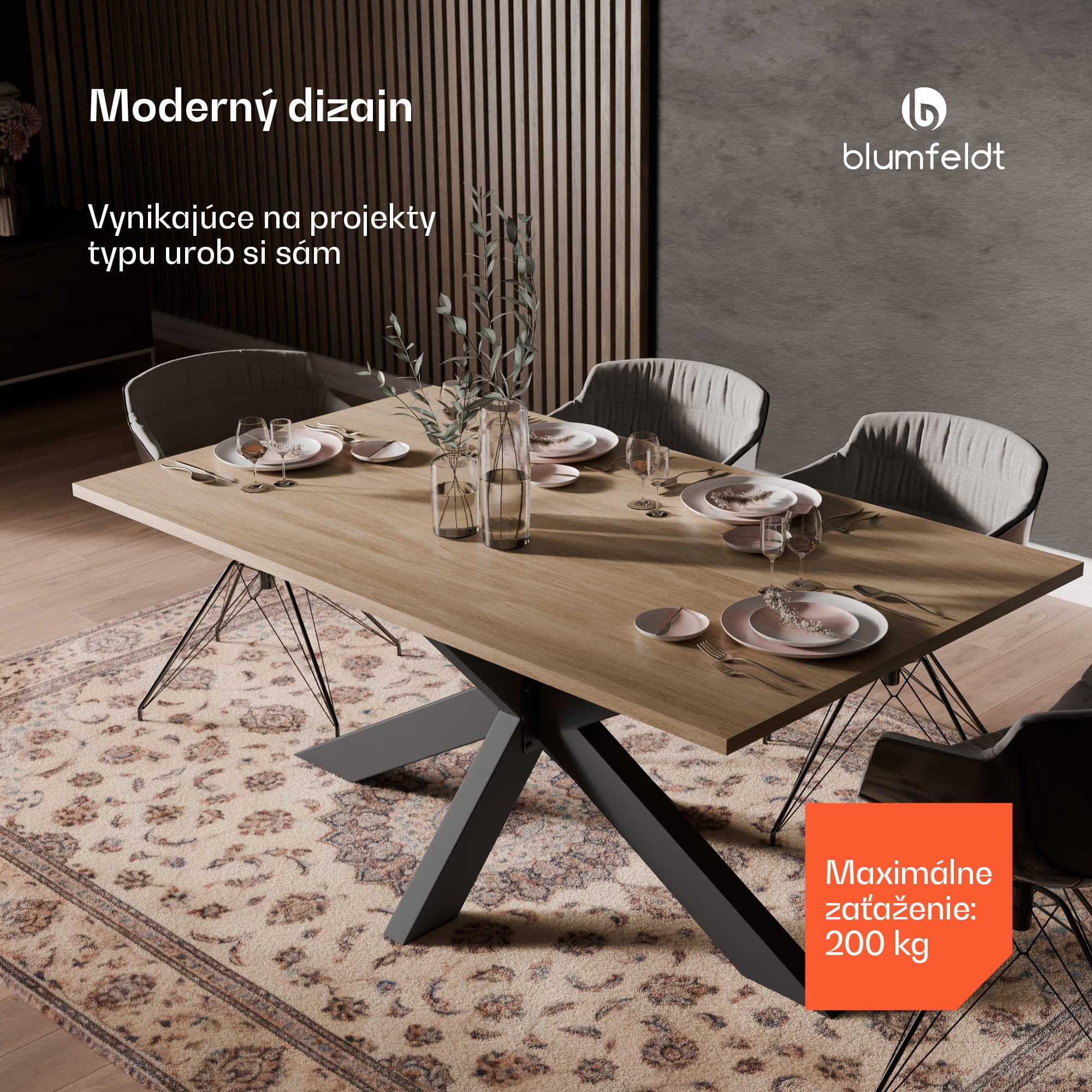 Blumfeldt UrbanFodge TRIPLE X nohy stola, Moderný dizajn, pre projekty DIY, Nosnosť 200 kg