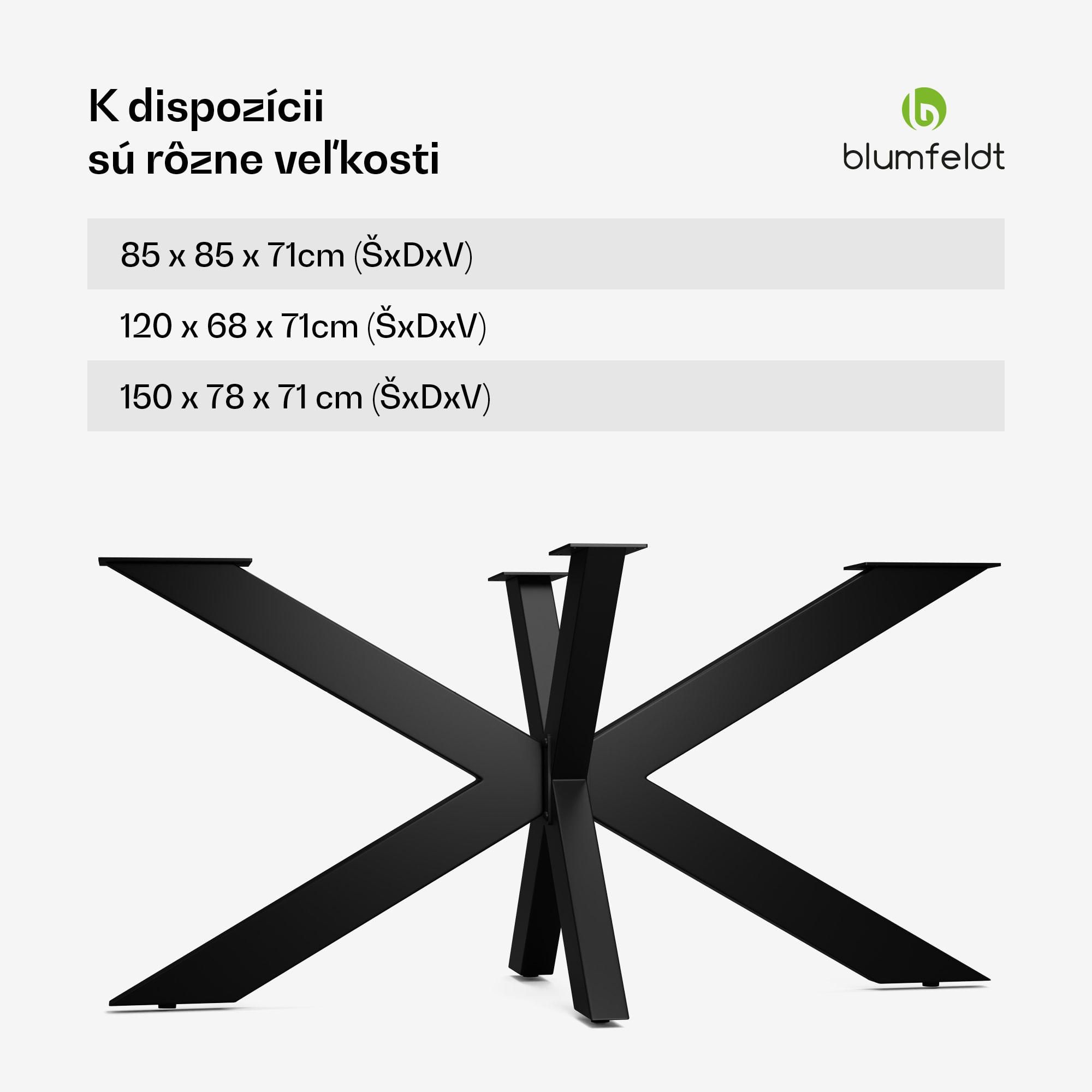 Blumfeldt UrbanFodge TRIPLE X nohy stola, Moderný dizajn, pre projekty DIY, Nosnosť 200 kg – Obrázok 5