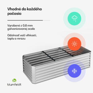 Blumfeldt High Grow Straight vyvýšený záhon, 1440 L, Ergonomický, Odolný voči poveternostným vplyvom, Otvorená základňa
