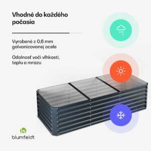Blumfeldt High Grow Straight vyvýšený záhon, 1440 L, Ergonomický, Odolný voči poveternostným vplyvom, Otvorená základňa