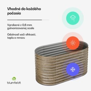 Blumfeldt High Grow vyvýšený záhon, 913 L, Ergonomický, Odolný voči poveternostným vplyvom, Oválny