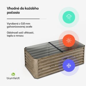 Blumfeldt High Grow Straight vyvýšený záhon, 972 L, Ergonomický, Odolný voči poveternostným vplyvom, Otvorená základňa